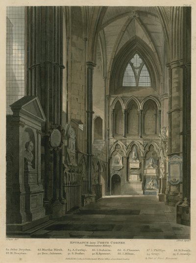 Eingang zur Poets Corner, Westminster Abbey, London von Augustus Charles Pugin